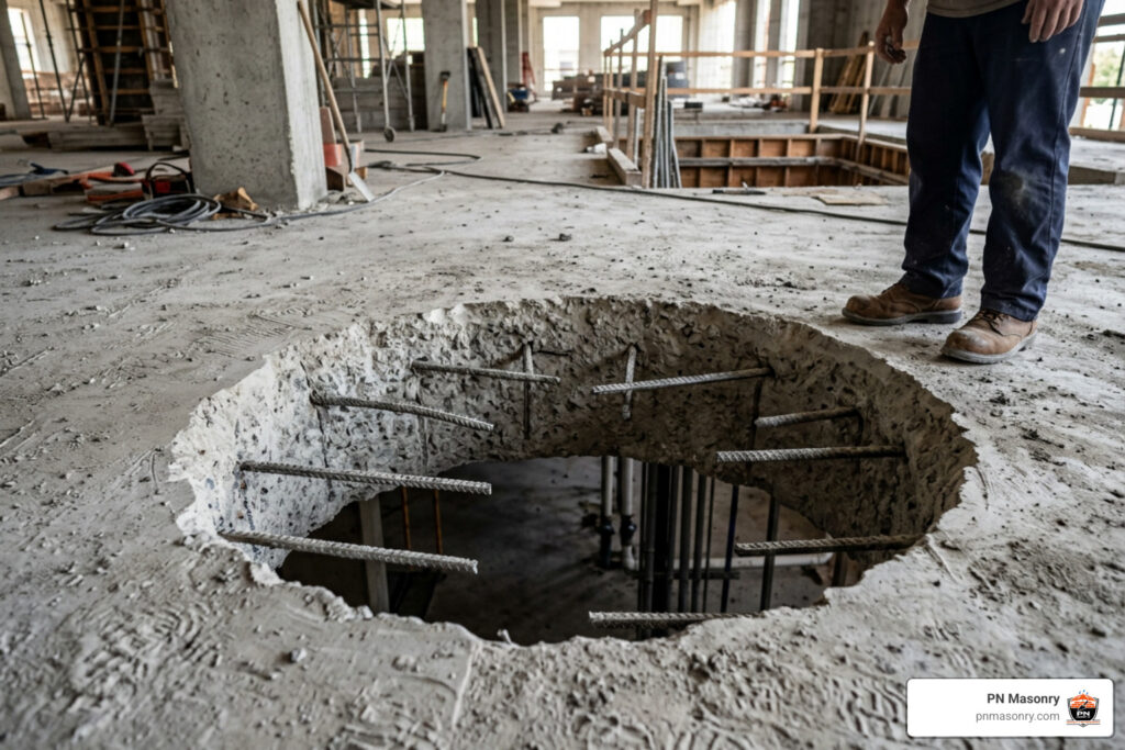 structural floor slab core penetration