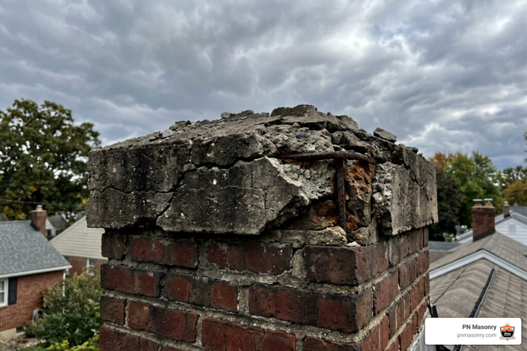 cracked concrete chimney crown
