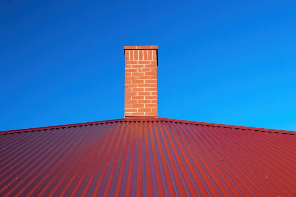 leaking chimney flashing on a brick chimney