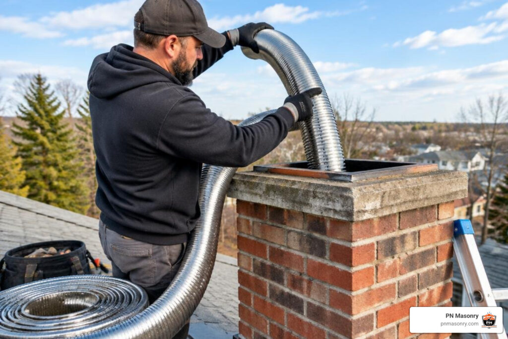 flexible stainless steel chimney liner installation